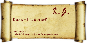 Kozári József névjegykártya